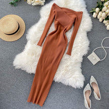 Load image into Gallery viewer, Slim 2020 Off Shoulder Cross Criss Autumn Knit Sweater Midi Long Dress Bodycon Party Winter Sexy Women Casual elegant Vestidos
