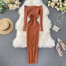 Load image into Gallery viewer, Slim 2020 Off Shoulder Cross Criss Autumn Knit Sweater Midi Long Dress Bodycon Party Winter Sexy Women Casual elegant Vestidos