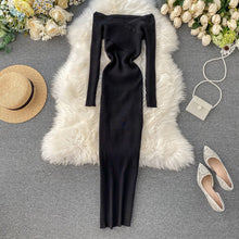 Load image into Gallery viewer, Slim 2020 Off Shoulder Cross Criss Autumn Knit Sweater Midi Long Dress Bodycon Party Winter Sexy Women Casual elegant Vestidos