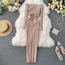 Load image into Gallery viewer, Slim 2020 Off Shoulder Cross Criss Autumn Knit Sweater Midi Long Dress Bodycon Party Winter Sexy Women Casual elegant Vestidos