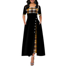 Load image into Gallery viewer, Elegant Long Dress Women spring Plaid Print Party Dress Irregular Vintage Dresses Ladies Button A-Line 2020 New fashion Dress