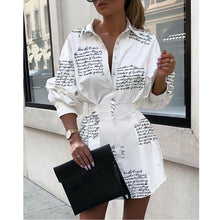 Load image into Gallery viewer, Office Lady Women Femal Ladies Long Sleeve Deep V Shirt Dress Sexy Mini Beach Dress Elegant Sexy Party Dress New
