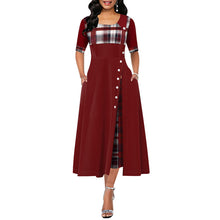 Load image into Gallery viewer, Elegant Long Dress Women spring Plaid Print Party Dress Irregular Vintage Dresses Ladies Button A-Line 2020 New fashion Dress
