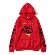 Load image into Gallery viewer, 2020 Sudadera con capucha de color rojo blanco y negro juicewrd juice wrld trap rap rainbow glitch juice world
